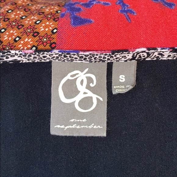 Anthro One September Embroidered Patchwork Lace-Up Front Babydoll Tunic Dress - Picture 8 of 9